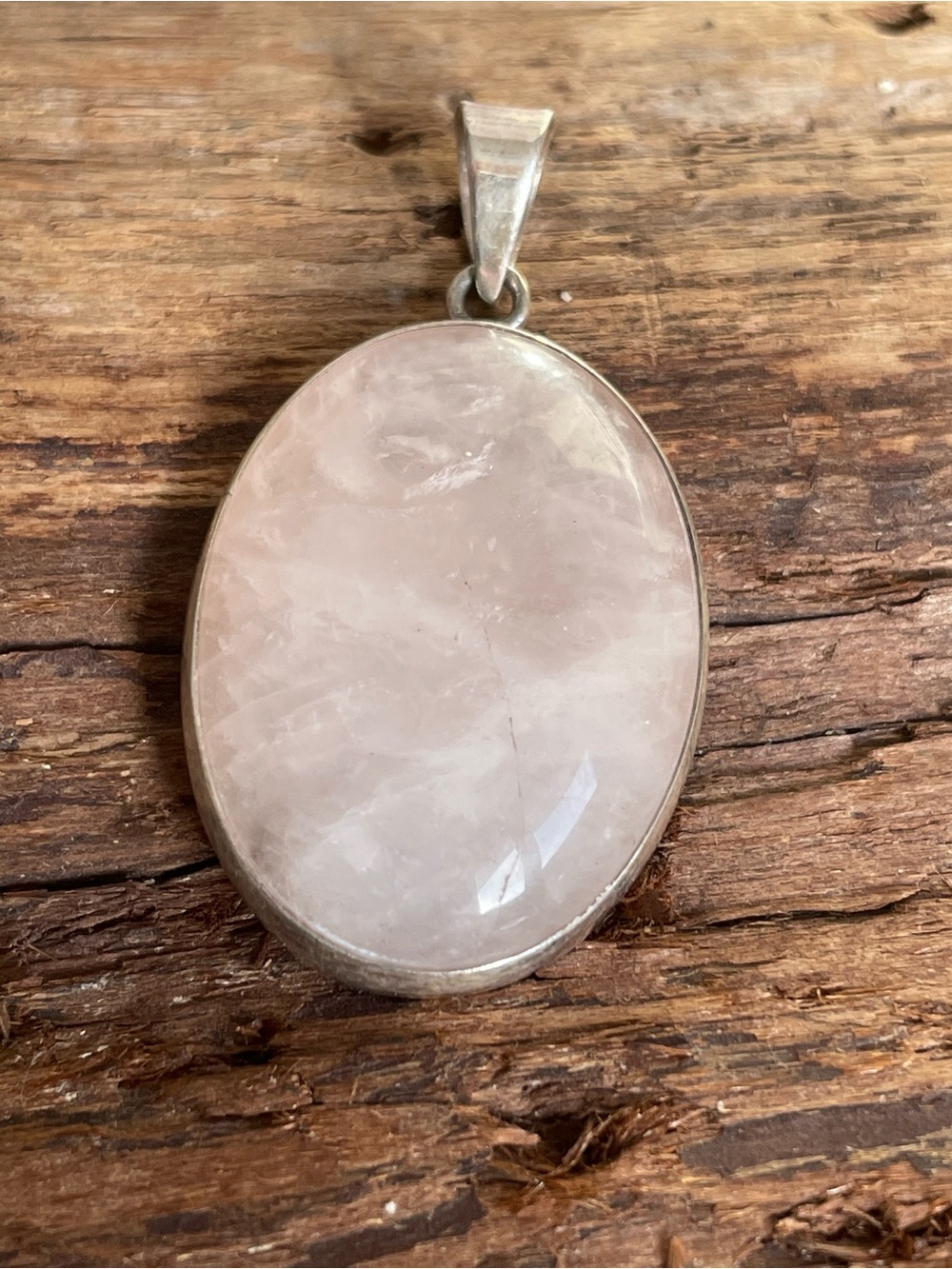 Rose Quartz Oval Pendant Necklace - Unbranded